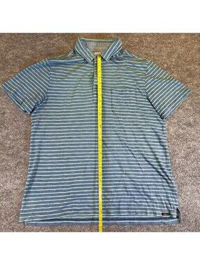Faherty Brand Blue Green Striped Short Sleeve Polo Shirt Men Size M